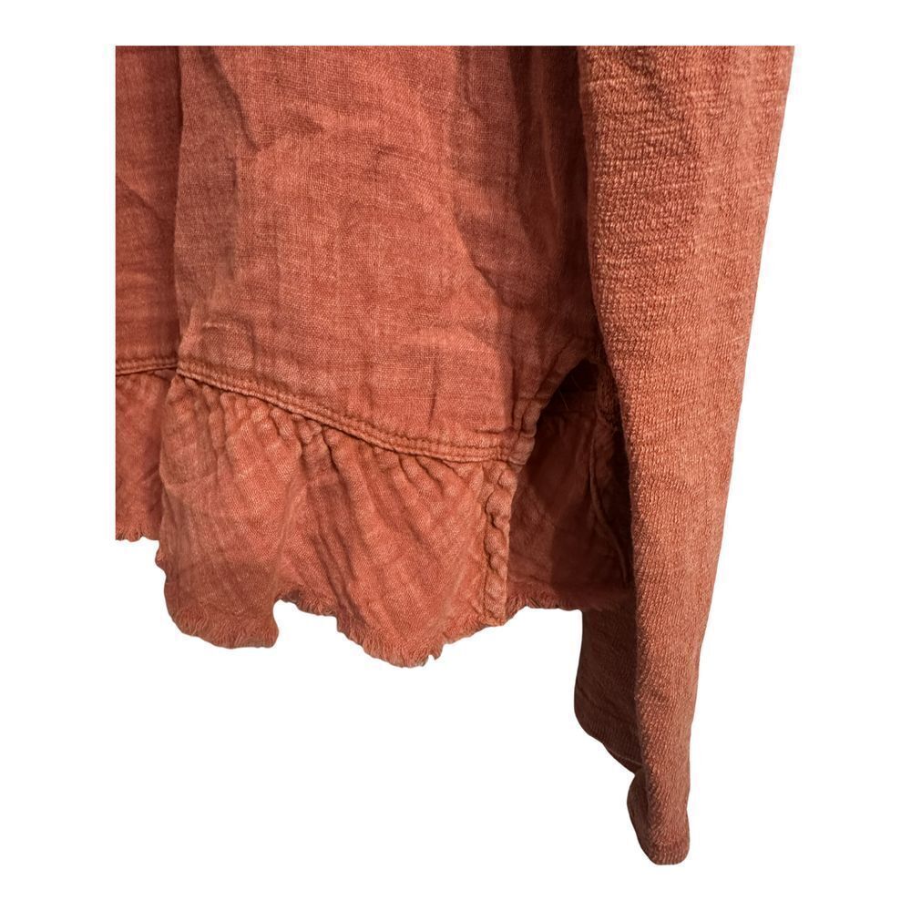 Pilcro Anthropologie VNeck Long Sleeve Blouse Burnt Orange Light Weight Size S - Picture 3 of 7